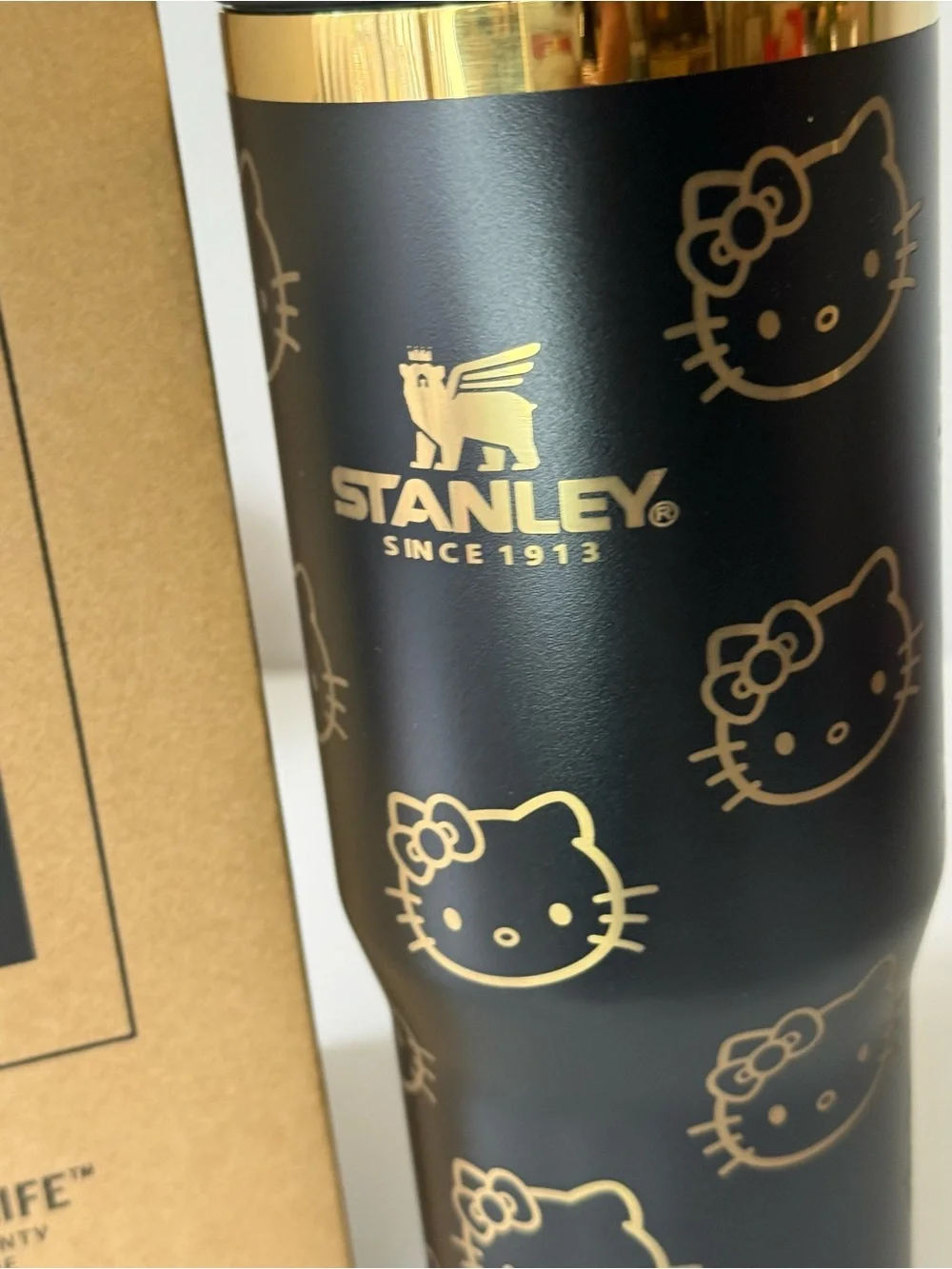 Stanley x Hello Kitty Black & Gold Travel Tumbler 30 oz - Picture 5 of 9